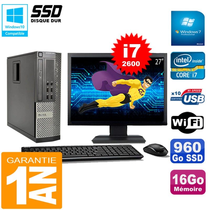 Dell Optiplex 990 SFF - Core i7-2600, 16GB RAM, 960GB SSD, DVD Burner, Windows 7 Pro