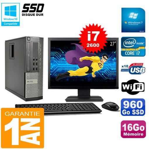 Dell Optiplex 990 SFF - Procesador Intel Core i7-2600, 16 GB de RAM, 960 GB SSD, Grabadora de DVD, Windows 7 Profesional