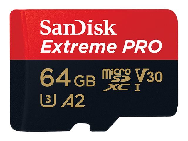 Carte mémoire SanDisk Extreme Pro 64 Go (MicroSDXC UHS-I, Classe 10, V30, A2)