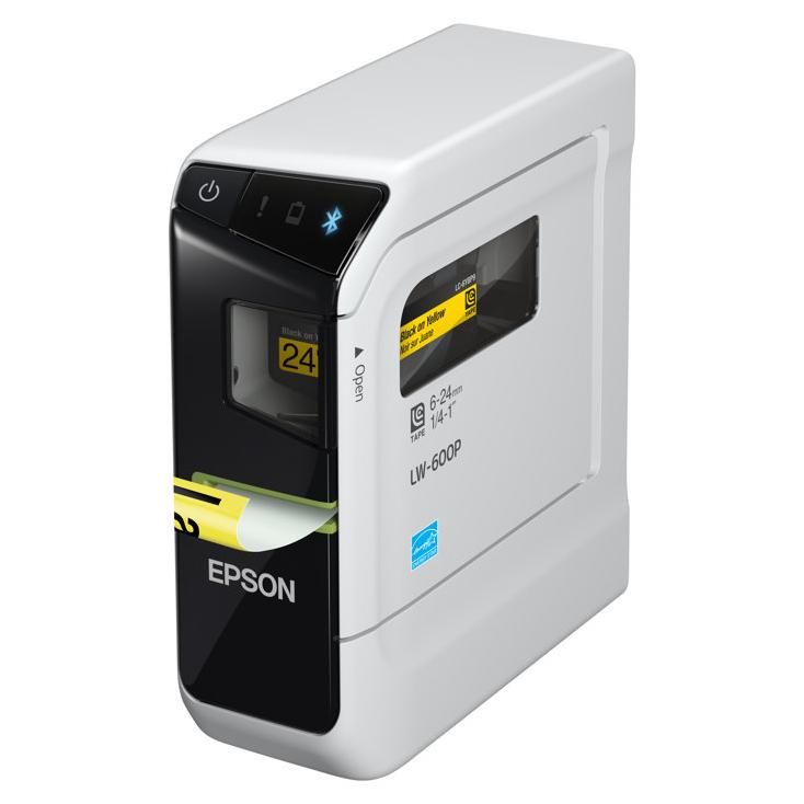 Imprimante à étiquettes Epson LabelWorks LW-600P - Monochrome - Transfert thermique - Rouleau de 2,4 cm - 180 dpi - Jusqu'à 15 mm/s - USB, Bluetooth - Outil de découpe - Détecteur de couvercle ouvert