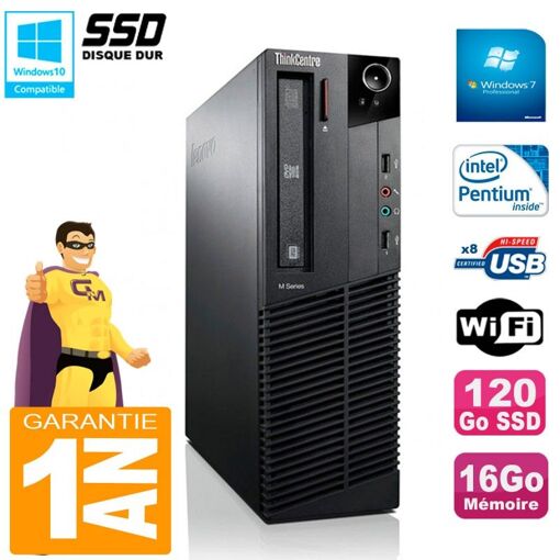 PC de escritorio Lenovo M92p SFF - Procesador Intel Pentium G630, 16GB de RAM, SSD de 120GB, Unidad óptica DVD, WiFi, Windows 7 Pro