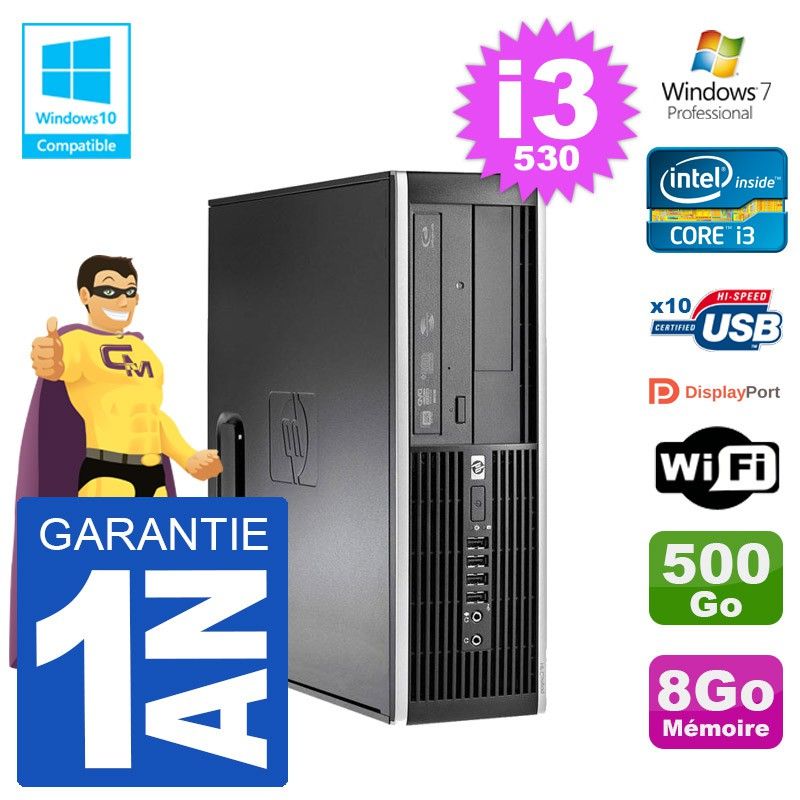 HP Compaq 8100 SFF PC - i3-530, 8GB RAM, 500GB HDD, DVD Drive, Wifi, Windows 7 Pro