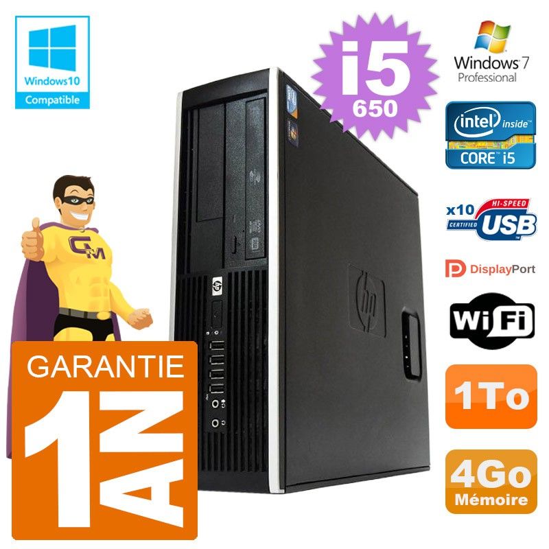 HP Elite 8100 SFF Computer - i5-650, 4GB RAM, 1TB HDD, DVD Drive, WiFi, Windows 7 Pro
