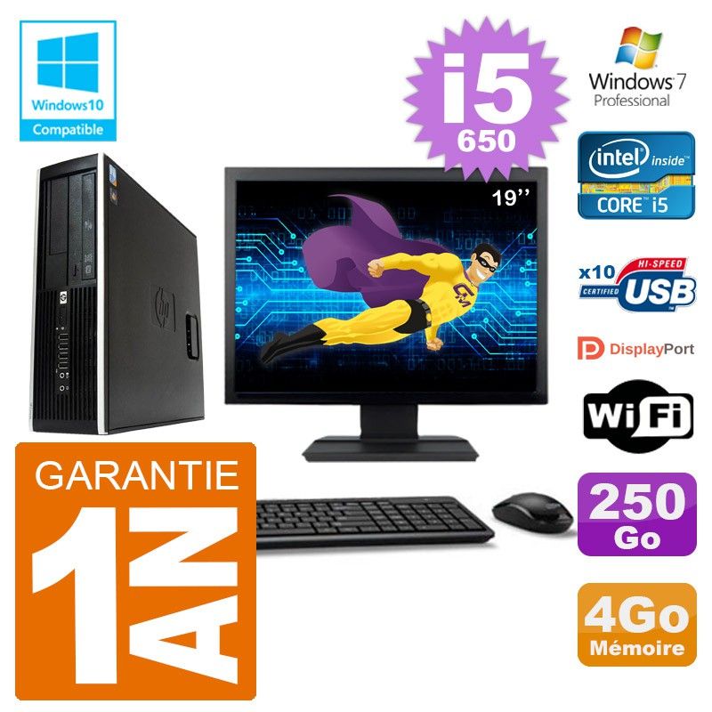 HP Compaq 8100 SFF PC - 19" Screen, i5-650, 4GB RAM, 250GB HDD, DVD Burner, WiFi
