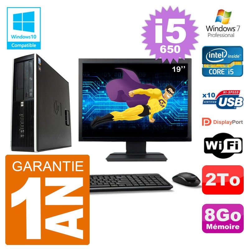 HP Compaq 8100 SFF PC - 19" Screen, i5-650, 8GB RAM, 2TB HDD, DVD Burner, Wifi