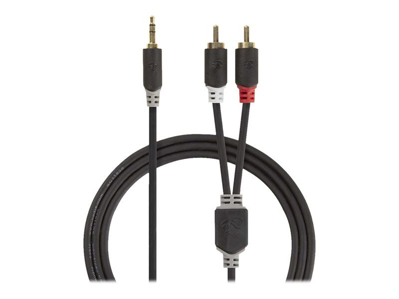 Nedis Audio Cable - 3.5mm Stereo Mini to RCA Male - 10m - Charcoal Round