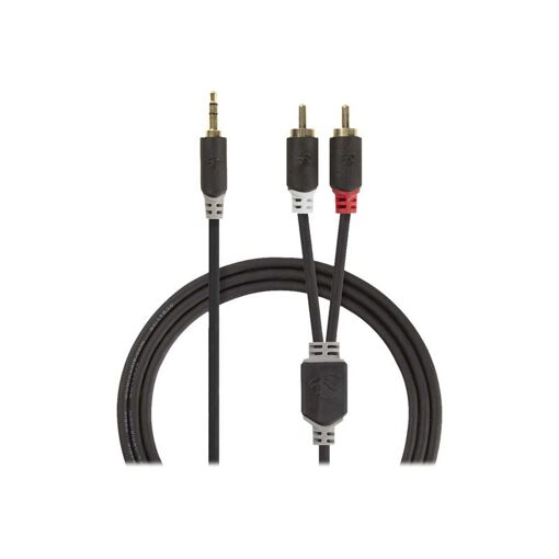 Câble audio Nedis - mini-jack stéréo 3,5 mm mâle vers RCA mâle - 10 m - anthracite rond