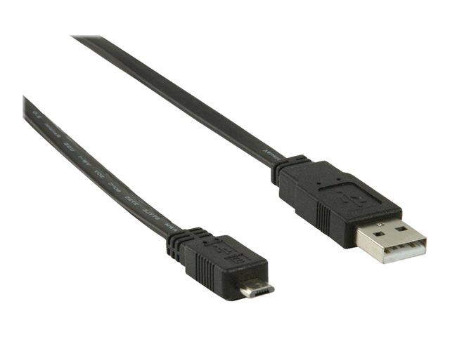 Câble USB Nedis - 1m, Plat, Noir
