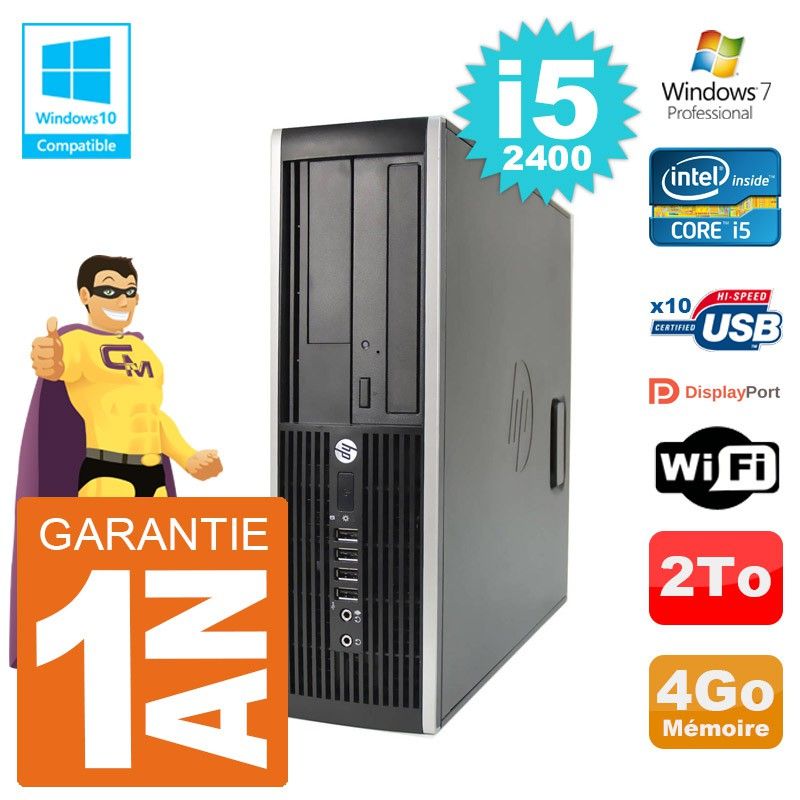 PC HP Elite 6200 SFF - Procesador Intel i5-2400, 4GB RAM, disco duro de 2TB, grabadora de DVD, WiFi
