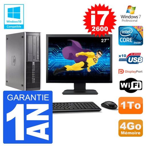 Computadora de escritorio HP Elite 6200 SFF - Pantalla de 27'', Procesador Intel i7-2600, 4GB RAM, Disco duro de 1TB, Unidad de DVD, WiFi