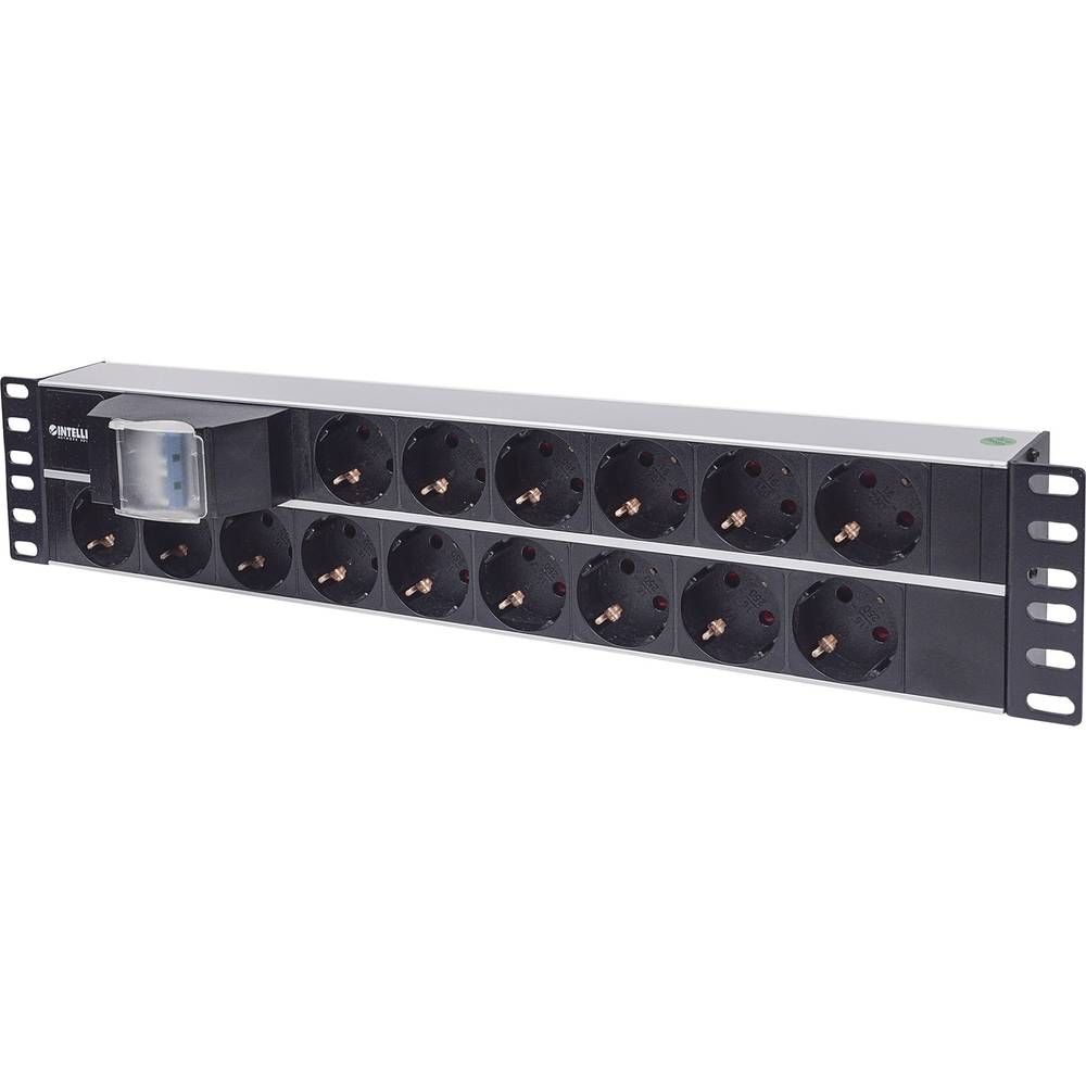 IC Intracom 19" 2U Rackmount Power Strip, 15-Way with Double Air Switch