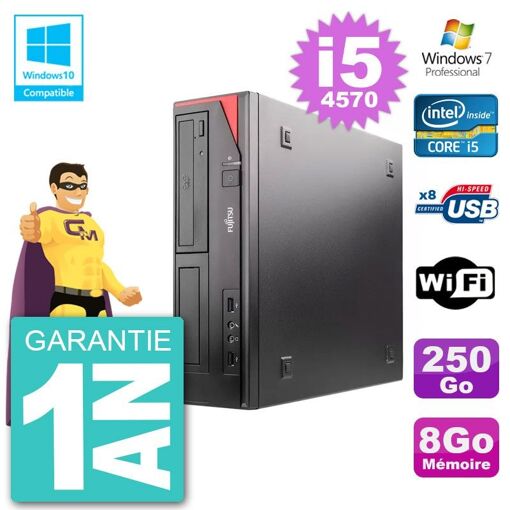 PC de escritorio Fujitsu Esprimo E520 DT - i5-4570, 8 GB de RAM, disco duro de 250 GB, grabadora de DVD, WiFi, Windows 7 Pro