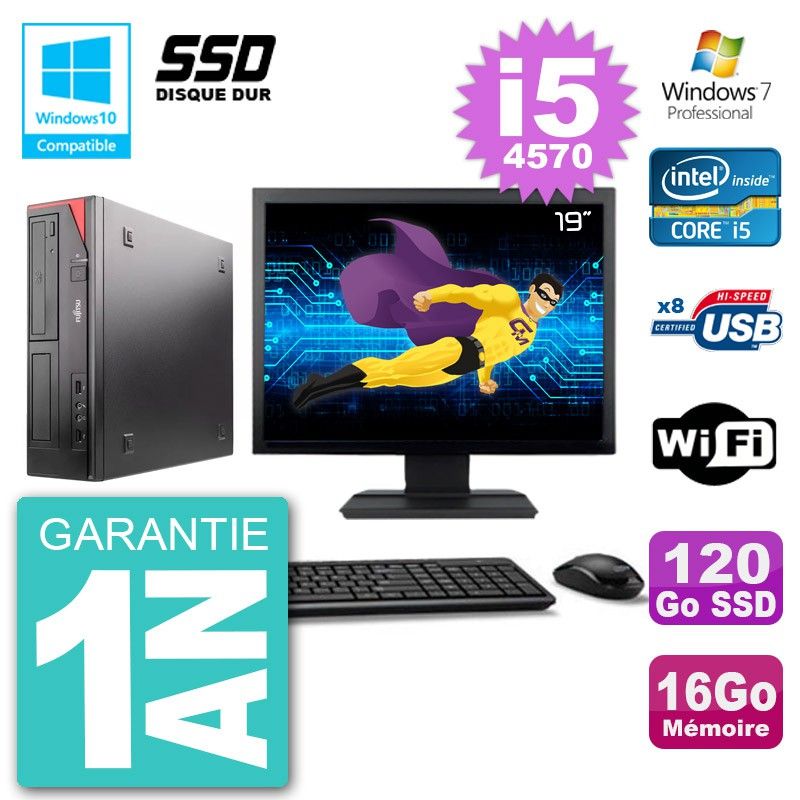 Ordinateur de bureau Fujitsu Esprimo E520, écran 19 pouces