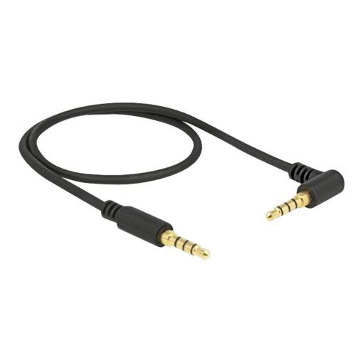 Cable de audio Delock - 50 cm Mini Jack 4 polos macho a macho inclinado