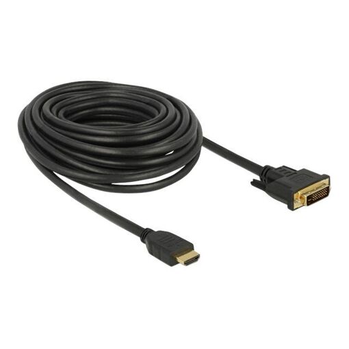 Delock HDMI to DVI-D Adapter Cable - 10m - Triple Shielded - Black - Threaded Nuts