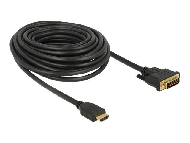 Delock HDMI to DVI-D Adapter Cable - 10m - Triple Shielded - Black - Threaded Nuts