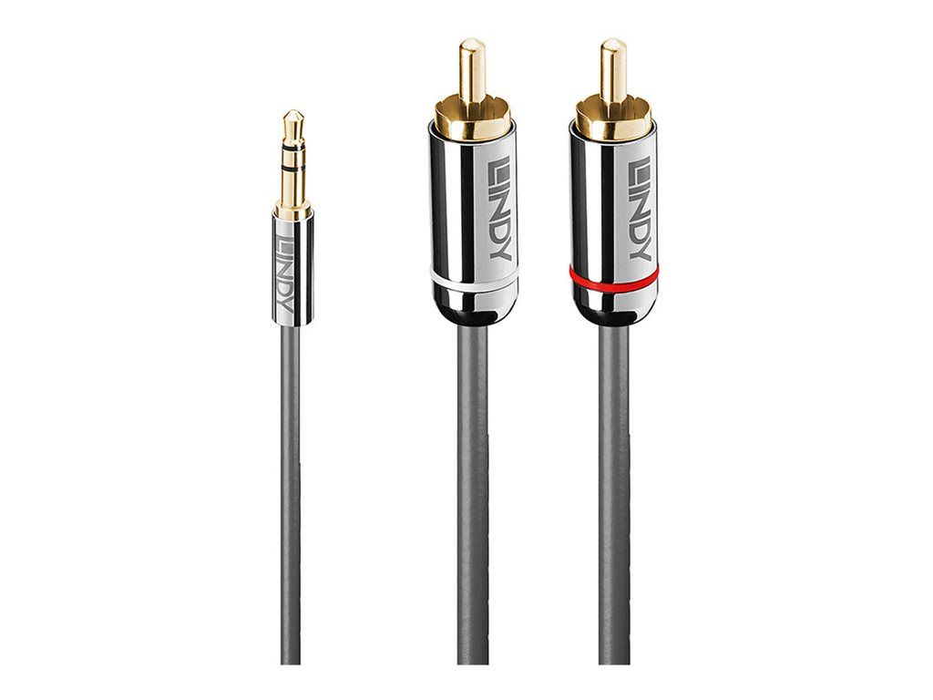 Lindy Cromo Line Audio Cable - 3.5mm Stereo Male to RCA Male - 1m - Anthracite