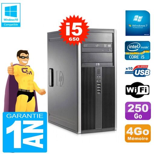 PC HP 8100 Tour - Procesador Core i5-650, 4GB de RAM, 250GB HDD, Grabadora DVD, WiFi