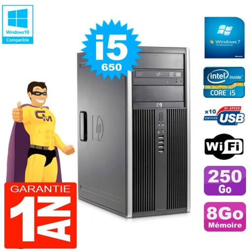 PC HP 8100 Tour - Procesador Core i5, 8GB RAM, 250GB HDD, Grabadora de DVD, WiFi, Windows 7 Pro