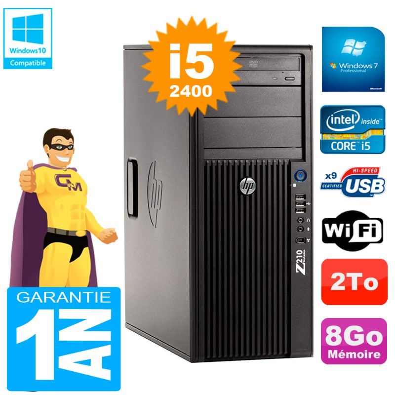 HP WorkStation Z210 Tour - Core i5-2400, 8GB RAM, 2TB HDD, DVD Burner, WiFi, Windows 7 Pro