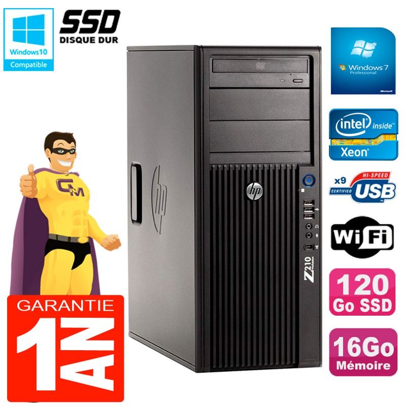 HP WorkStation Z210 Tour - Intel Xeon E3-1240, 16GB RAM, 120GB SSD, DVD Burner, Wi-Fi, Windows 7 Pro