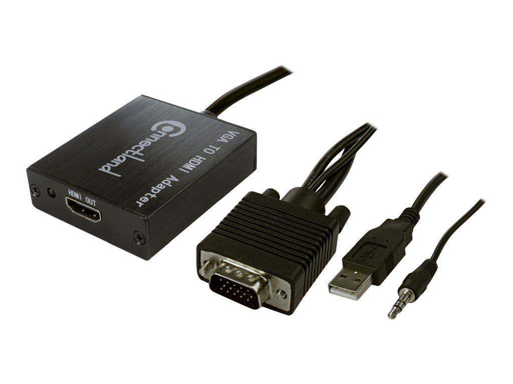 ConnectLand Video Adapter - HD-15 (VGA), 3.5mm Stereo Mini, USB Power Only Male to HDMI Female - 1080p Support