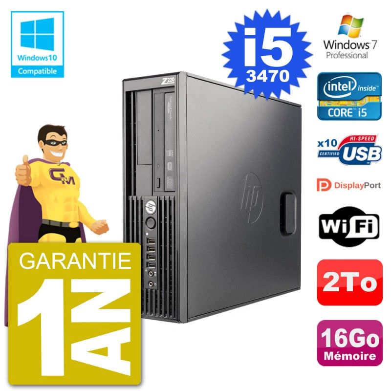 HP WorkStation Z220 SFF Core i5-3470 16GB RAM 2TB HDD DVD Writer WiFi W7