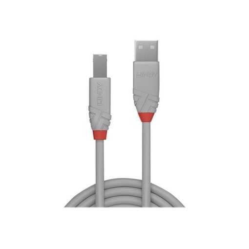 Câble USB Lindy Anthra Line - 2 m, Rond, Gris (Lot de 50)