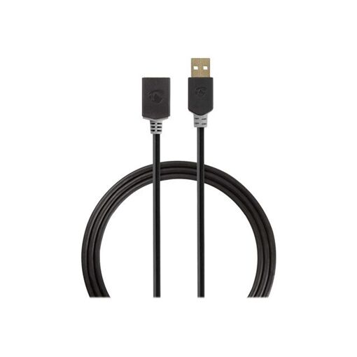 Nedis USB Cable Extension - 2m, Round, Anthracite