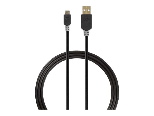 Nedis USB Cable - 3m, USB-A to Micro-USB B, USB 2.0, Moulded, Charcoal Grey
