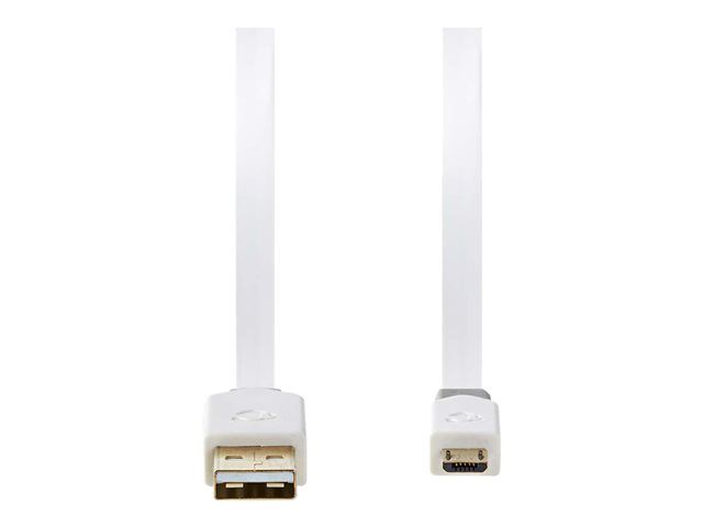 Câble USB Nedis - 1 m, plat, blanc