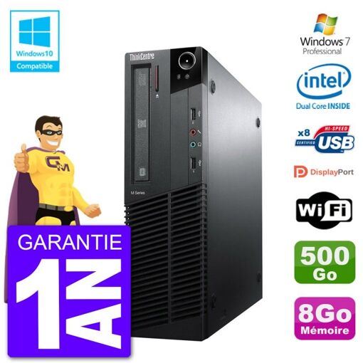 Lenovo ThinkCentre M82 SFF Desktop - Intel Core i3-2100, 8GB RAM, 500GB HDD, DVD Drive, WiFi, Windows 7 Pro