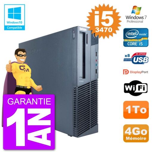 Lenovo ThinkCentre M82 SFF Desktop PC - Intel Core i5-3470, 4GB RAM, 1TB HDD, DVD Burner, WiFi, Windows 7 Pro