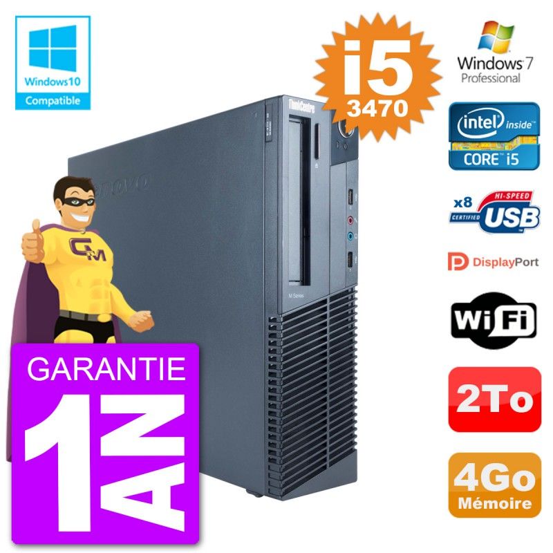 Lenovo ThinkCentre M82 SFF i5-3470 4GB RAM 2TB HDD DVD Wifi W7