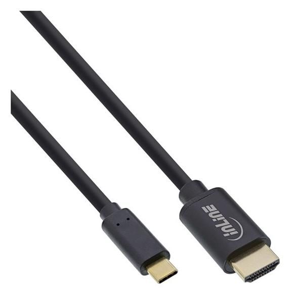 INTOS ELECTRONIC InLine 2m HDMI to USB-C Cable (Black, 4K Support)