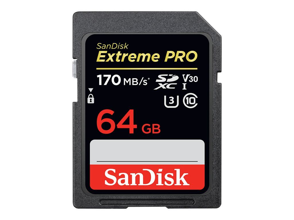 SanDisk Extreme PRO SDXC Memory Card 64GB, Up to 170MB/s, Class 10, U3, V30, 4K UHD