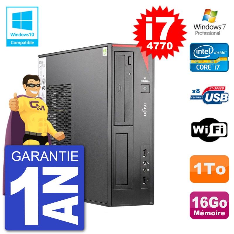 Fujitsu Esprimo E520 DT Desktop PC - i7-4770, 16GB RAM, 1TB HDD, DVD Drive, Wifi, Windows 7 Pro