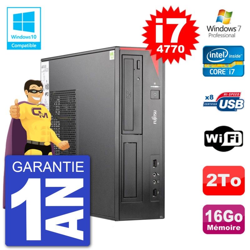 Fujitsu Esprimo E520 DT Desktop PC - i7-4770, 16GB RAM, 2TB Hard Drive, DVD Burner, WiFi, Windows 7 Pro