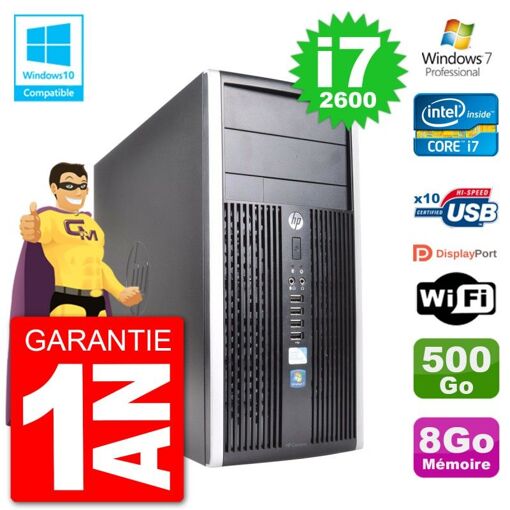 Computadora de escritorio HP Compaq Pro 6300 MT - Procesador Intel Core i7-2600, 8 GB de RAM, disco duro de 500 GB, grabadora de DVD, WiFi, Windows 7 Pro