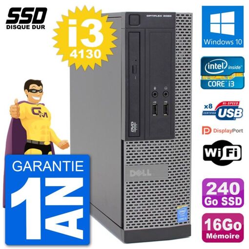 Computadora Dell Optiplex 3020 SFF - i3-4130, 16GB de RAM, 240GB SSD, Windows 10, WiFi