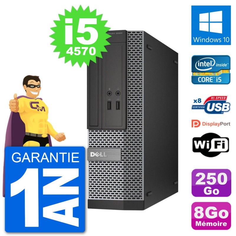 Dell Optiplex 3020 SFF Desktop PC - i5-4570, 8GB RAM, 250GB HDD, Windows 10, WiFi