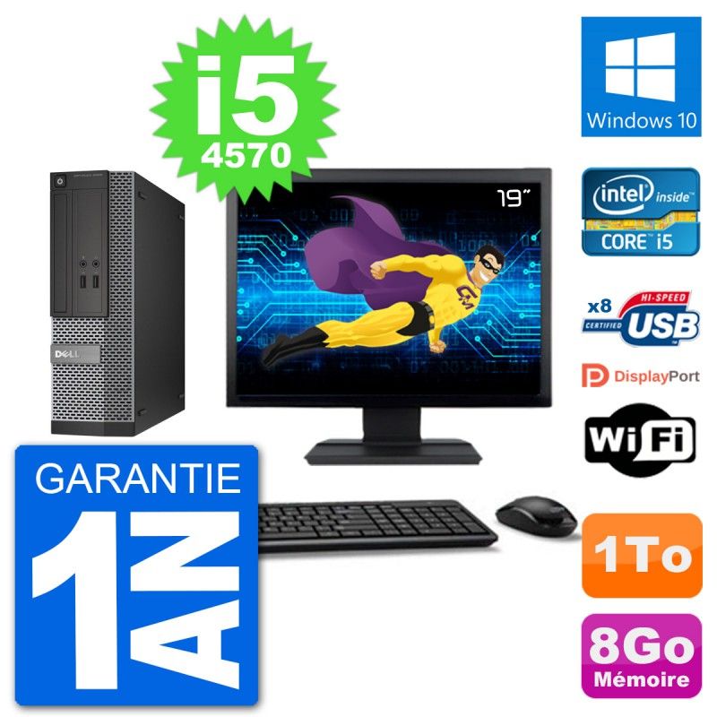 Dell Optiplex 3020 SFF PC - 19" Screen, i5-4570, 8GB RAM, 1TB HDD, Windows 10, WiFi