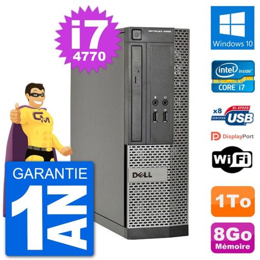 Dell Optiplex 3020 SFF Desktop PC - i7-4770, 8GB RAM, 1TB HDD, Windows 10, WiFi