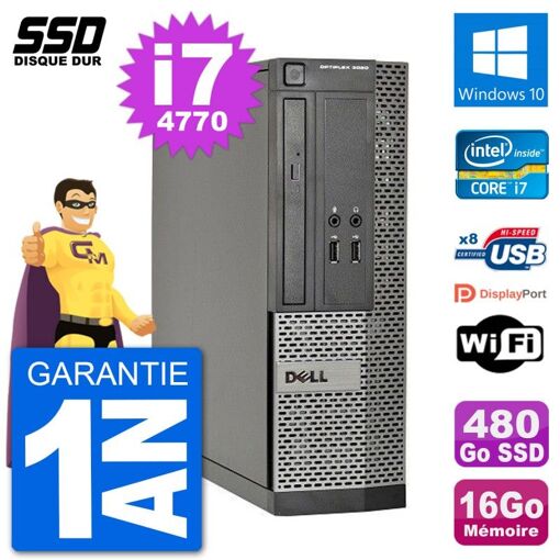 PC de escritorio Dell Optiplex 3020 SFF i7-4770 16GB RAM 480GB SSD Windows 10 WiFi