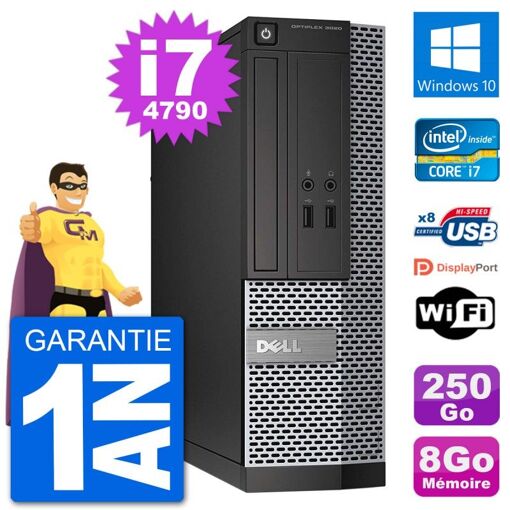 Computadora de escritorio Dell Optiplex 3020 SFF i7-4790 8GB RAM 250GB HDD Windows 10 WiFi