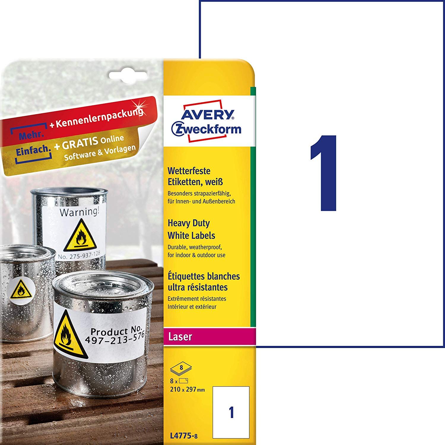 Impresora de etiquetas Avery, papel adhesivo blanco (L4775-8)