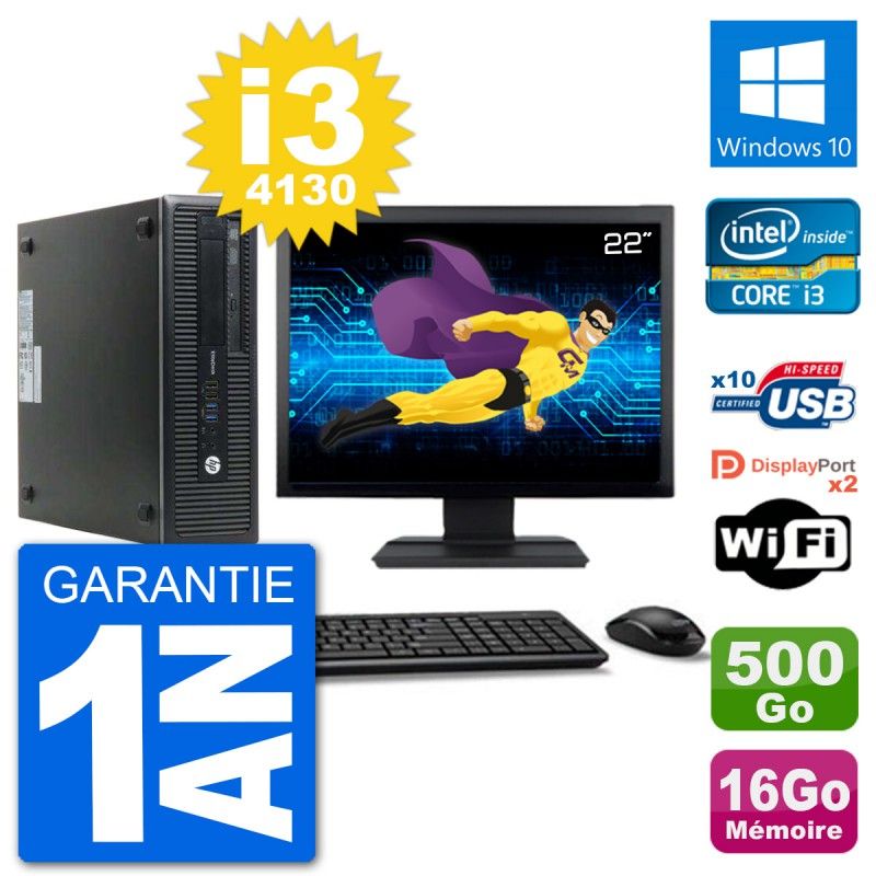 HP EliteDesk 800 G1 22-inch Core i3-4130 16GB RAM 500GB HDD Windows 10 WiFi