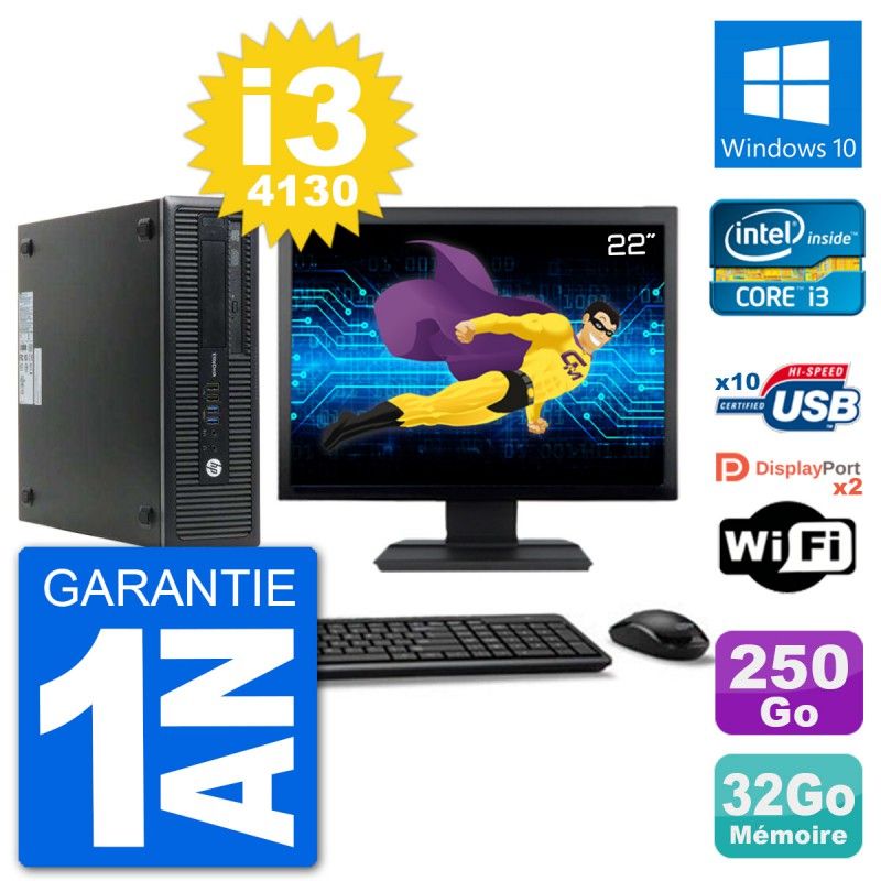 HP EliteDesk 800 G1 22" Core i3-4130 3.4GHz 32GB DDR3 250GB SATA WiFi PC