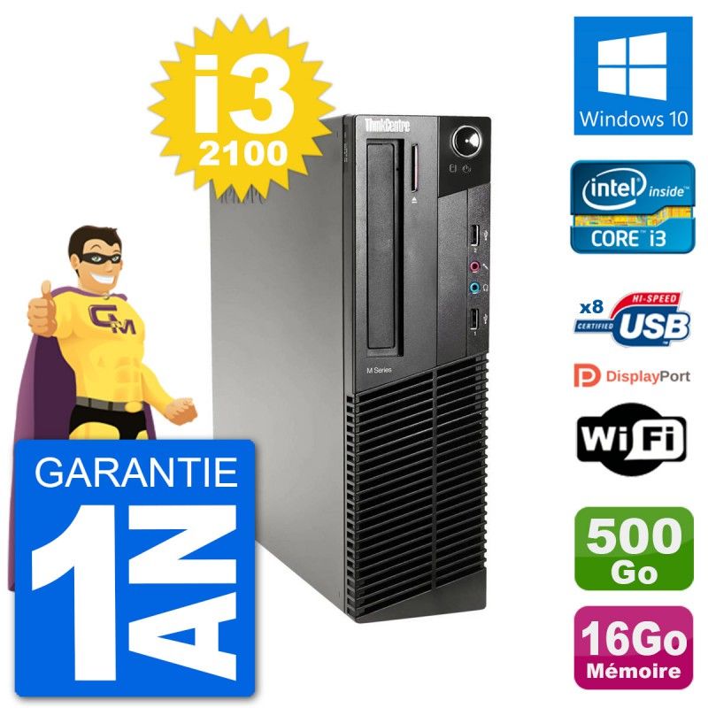 Lenovo M91p SFF Computer - Intel i3-2100, 16GB RAM, 500GB HDD, Windows 10, Wifi