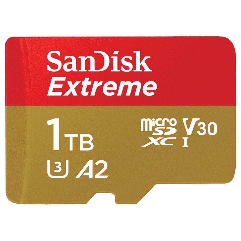 Tarjeta de memoria SanDisk Extreme (incluye adaptador) - 1 TB, A2/Clase de vídeo V30/UHS-I U3/Clase 10 - MicroSDXC UHS-I